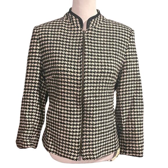 Apostrophe Houndstooth Wool Blend Blazer Jacket 12 Petite - Picture 2 of 10
